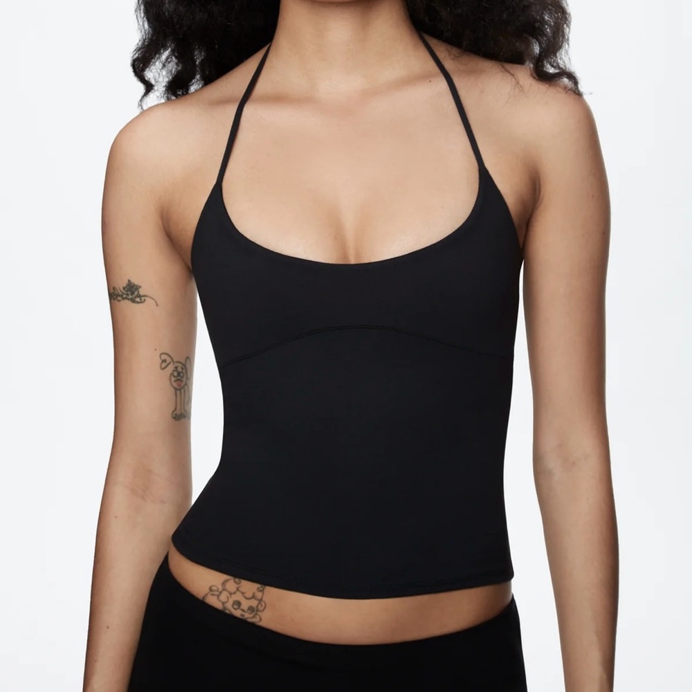Tank Air Spill Halter Black Tank Top - Picture 5 of 11